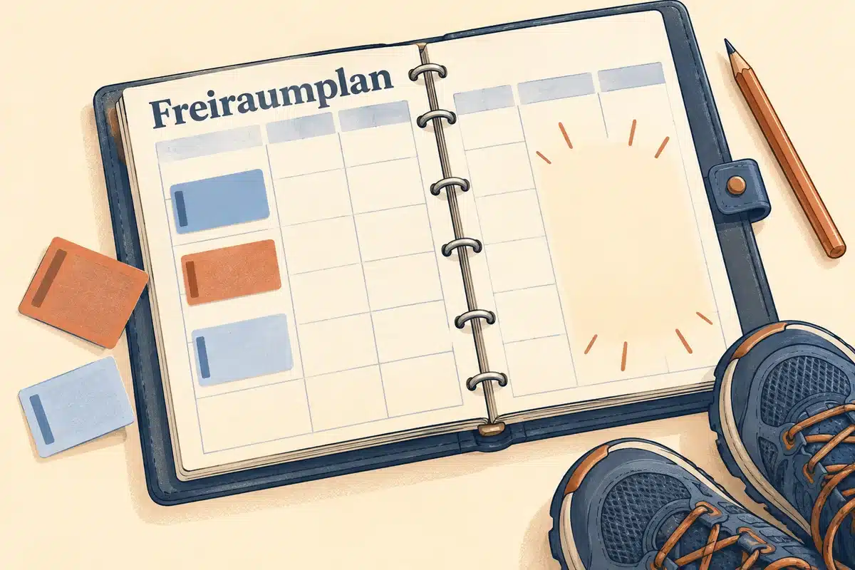 Im Freiraumplan werden Aufgaben sortiert und bewusst freie Zeit vorgesehen.