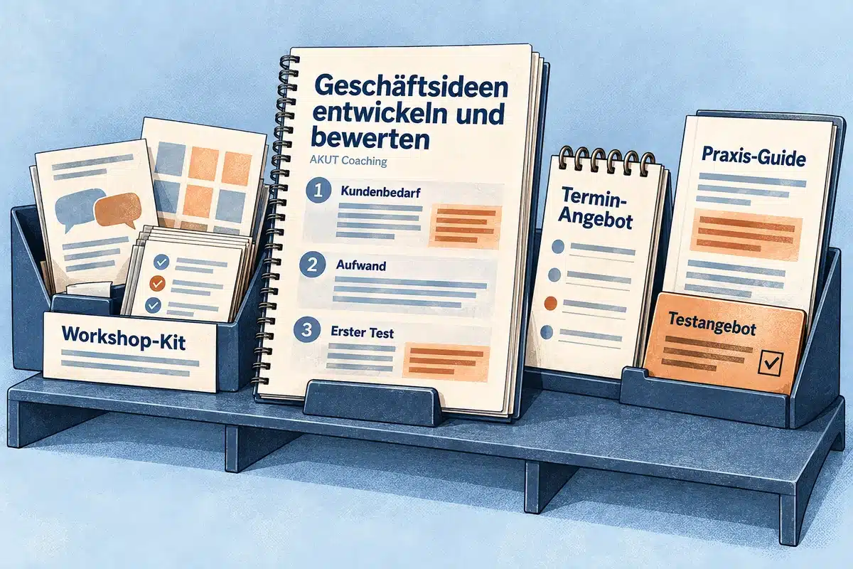 Konkrete Angebotsideen werden anhand von Mustern und Prüffragen verglichen.